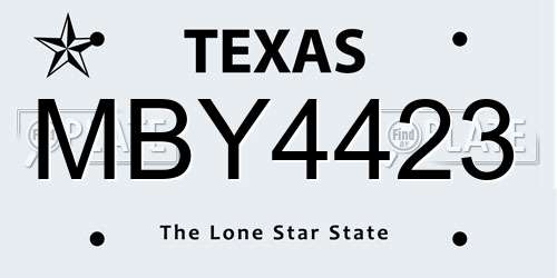MBY4423 Texas License Plate