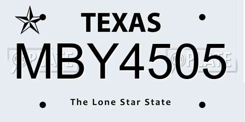 MBY4505 Texas License Plate