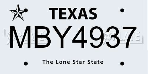 MBY4937 Texas License Plate