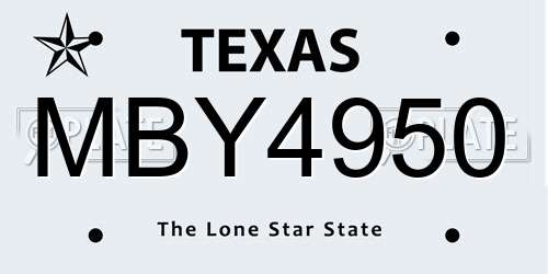 MBY4950 Texas License Plate