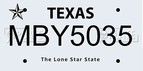 MBY5035 Texas License Plate