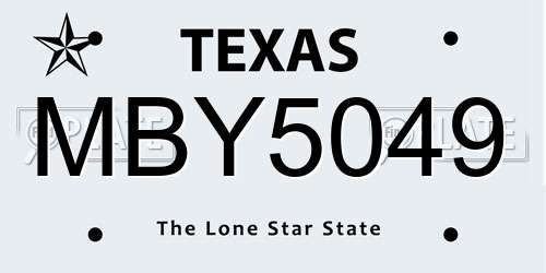 MBY5049 Texas License Plate