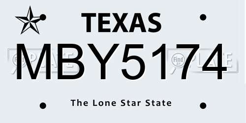 MBY5174 Texas License Plate