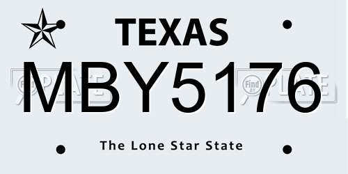 MBY5176 Texas License Plate