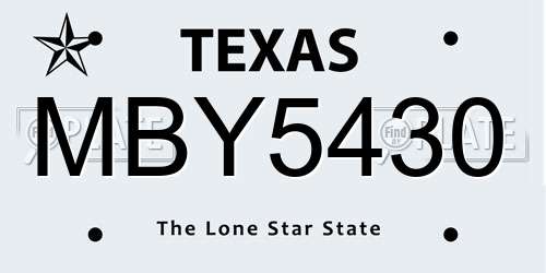 MBY5430 Texas License Plate