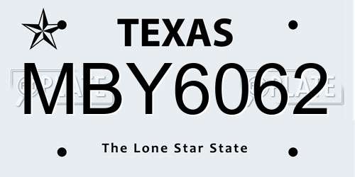 MBY6062 Texas License Plate