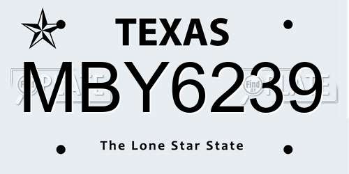 MBY6239 Texas License Plate