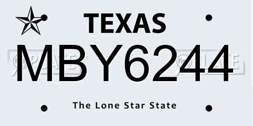 MBY6244 Texas License Plate