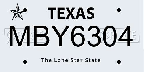 MBY6304 Texas License Plate