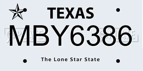 MBY6386 Texas License Plate