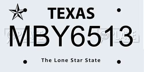 MBY6513 Texas License Plate