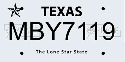 MBY7119 Texas License Plate