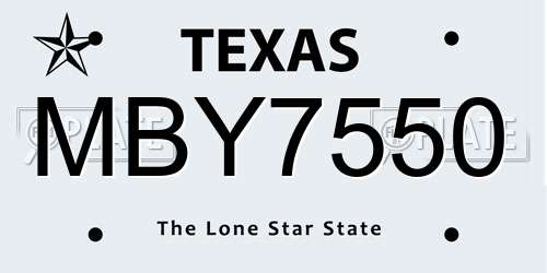 MBY7550 Texas License Plate