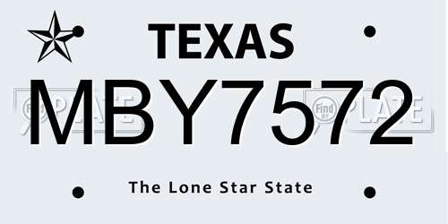 MBY7572 Texas License Plate