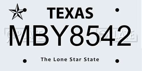 MBY8542 Texas License Plate