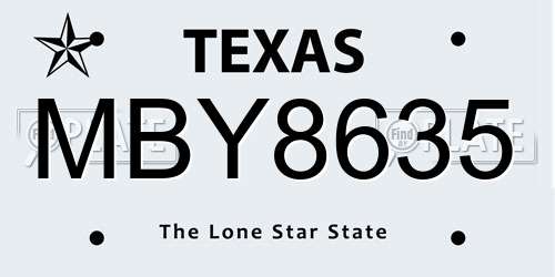 MBY8635 Texas License Plate