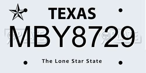 MBY8729 Texas License Plate