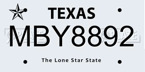 MBY8892 Texas License Plate