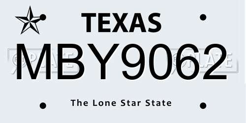 MBY9062 Texas License Plate