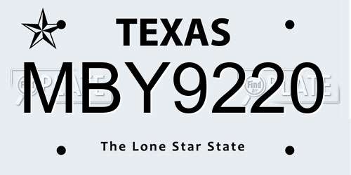 MBY9220 Texas License Plate