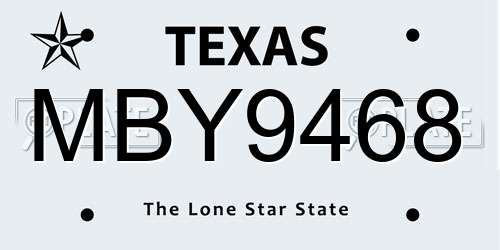 MBY9468 Texas License Plate