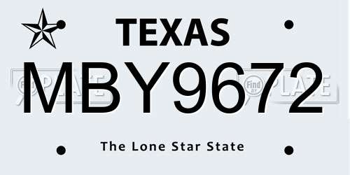 MBY9672 Texas License Plate