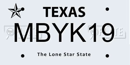 MBYK19 Texas License Plate