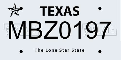 MBZ0197 Texas License Plate
