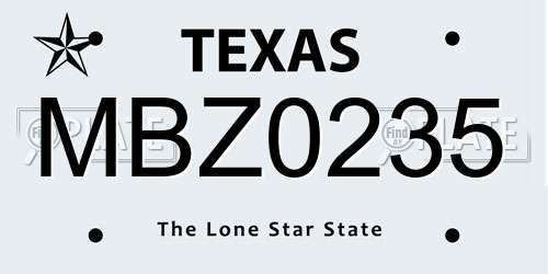 MBZ0235 Texas License Plate