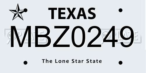 MBZ0249 Texas License Plate