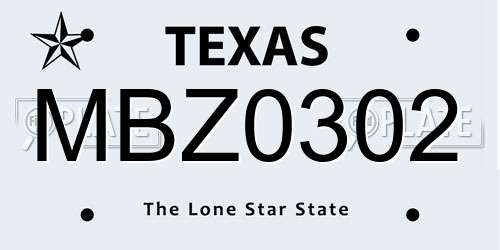 MBZ0302 Texas License Plate