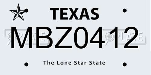 MBZ0412 Texas License Plate