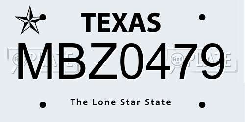 MBZ0479 Texas License Plate