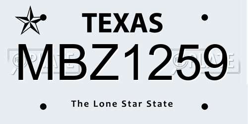 MBZ1259 Texas License Plate