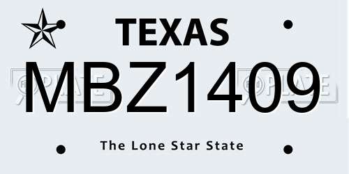 MBZ1409 Texas License Plate