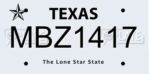 MBZ1417 Texas License Plate