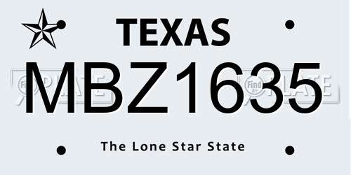 MBZ1635 Texas License Plate