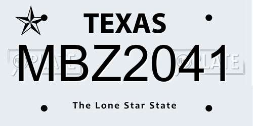 MBZ2041 Texas License Plate