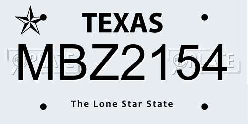 MBZ2154 Texas License Plate