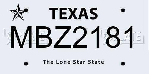 MBZ2181 Texas License Plate