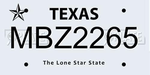 MBZ2265 Texas License Plate