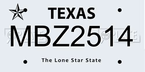 MBZ2514 Texas License Plate