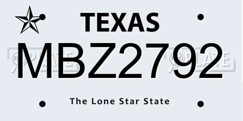MBZ2792 Texas License Plate