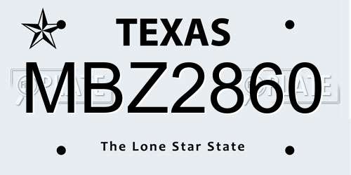 MBZ2860 Texas License Plate