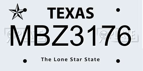 MBZ3176 Texas License Plate