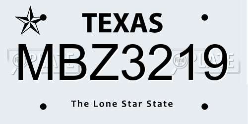 MBZ3219 Texas License Plate
