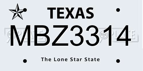 MBZ3314 Texas License Plate