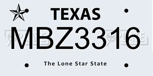 MBZ3316 Texas License Plate