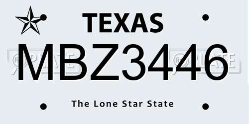 MBZ3446 Texas License Plate