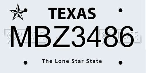 MBZ3486 Texas License Plate